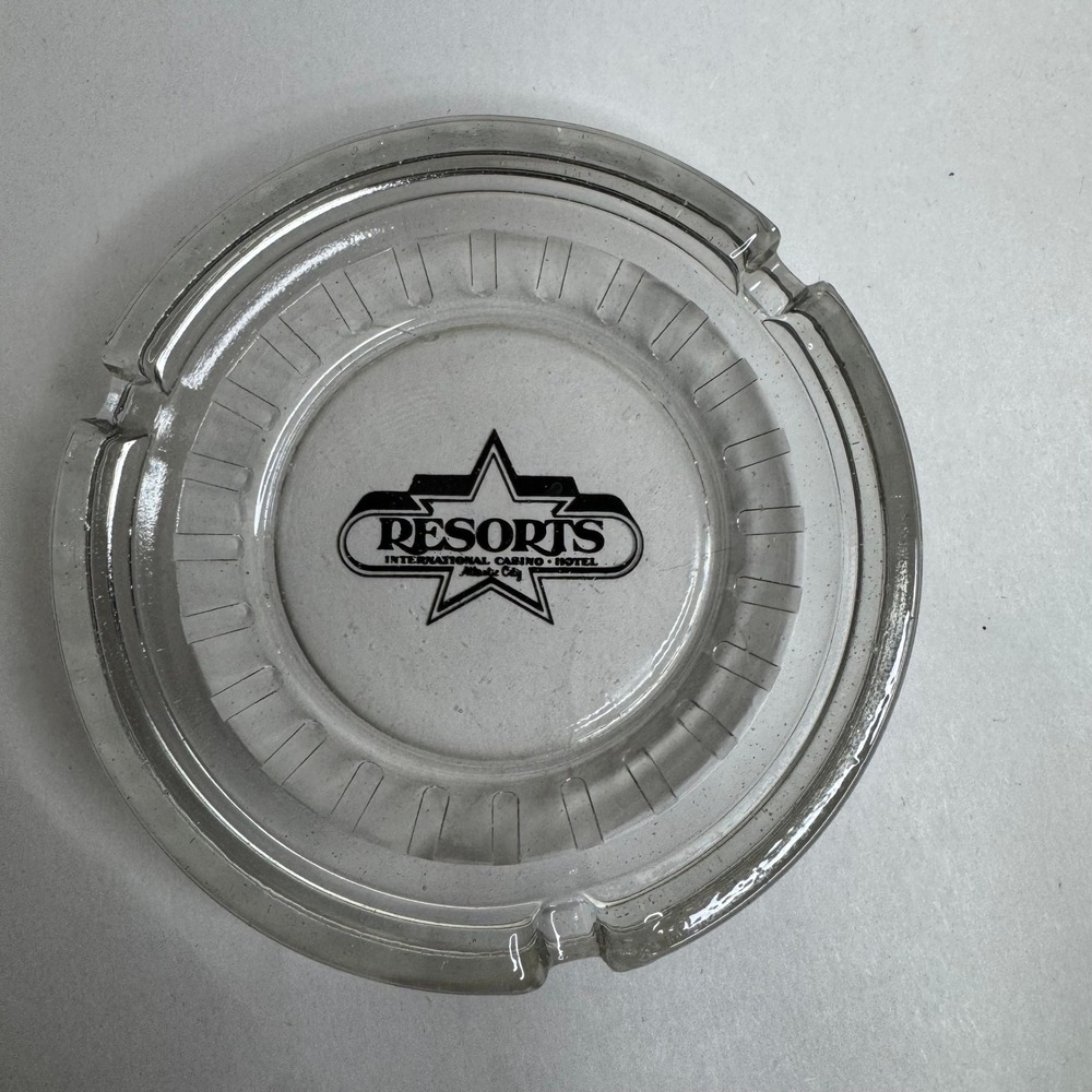 Resorts International Casino Hotel Atlantic City Vintage Glass Ashtray Clear